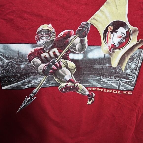 Florida State Seminoles Football Tshirt NO SZ TAG  ? LG Red SEE MEASUREMENTS - Picture 2 of 8